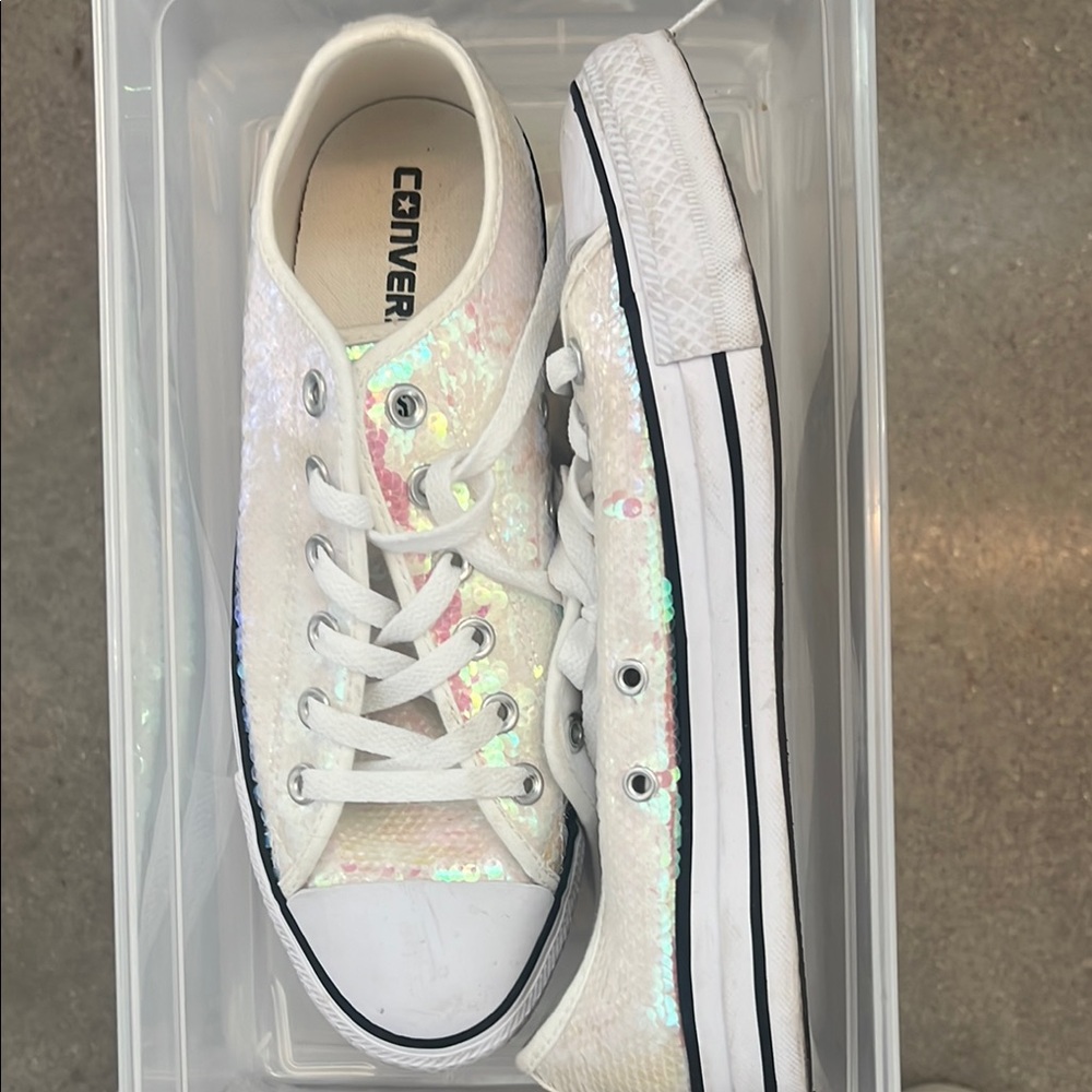 Converse women’s Iridescent White Sneakers from Free People